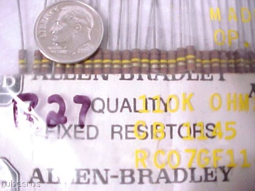 110K OHM 1/4 WATT QTY-10 ALLEN BRADLEY AB TUBE AMP CARBON RESISTORS