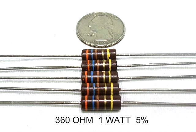 360 OHM 1 WATT QTY-2 ALLEN BRADLEY TUBE AMP CARBON RESISTORS