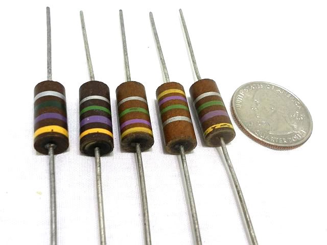 4.7 MEG OHM 2 WATT ALLEN BRADLEY QTY-2 TUBE AMP CARBON RESISTORS