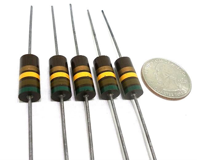 510K OHM 2 WATT QTY-2 ALLEN BRADLEY TUBE AMP CARBON RESISTORS