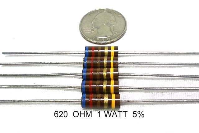 620 OHM 1 WATT QTY-2 ALLEN BRADLEY TUBE AMP CARBON RESISTORS