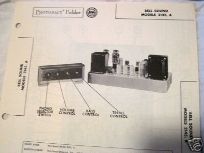 BELL SOUND 2145 TUBE AMP PREAMP PHONO SCHEMATIC MANUAL