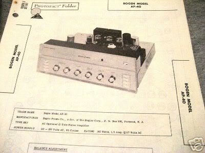 BOGEN TUBE AMP PREAMP MIXER 12AX7 SST AP-40 MANUAL