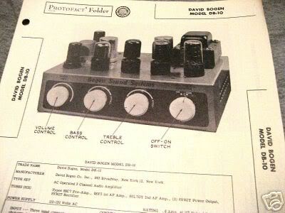 BOGEN TUBE AMP PREAMP MIXER 12AX7 DB10 SCHEMATIC MANUAL