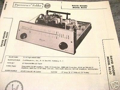 BOGEN TUBE AMP PREAMP MIXER TUNER R620 SCHEMATIC MANUAL