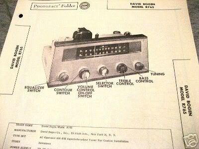 BOGEN TUBE AMP PREAMP TONE TUNER R765 SCHEMATIC MANUAL