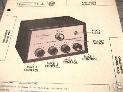 CHALLENGER MX6 TUBE AMP PREAMP MIXER SCHEMATIC MANUAL