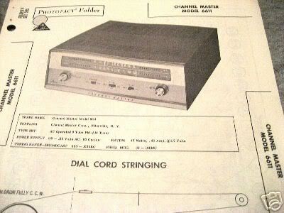 CHANNEL MASTER TUBE AMP PRE TUNER 6611 SCHEMATIC MANUAL