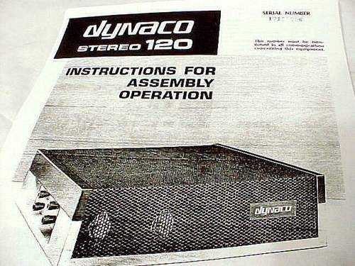 DYNACO STEREO 120 POWER AMPLIFIER SCHEMATIC MANUAL