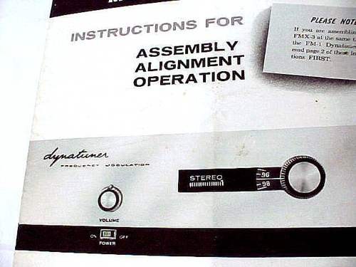 DYNATUNER INTEGRATOR FMX-3 12AX7 TUBE AMPLIFIER MANUAL