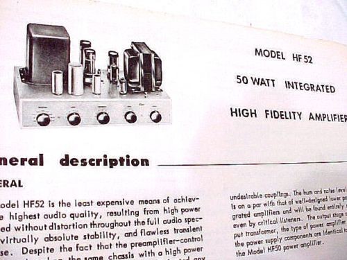 EICO TUBE AUDIO AMPLIFIER HF-52 12AX7 EL34 6CA7 MANUAL