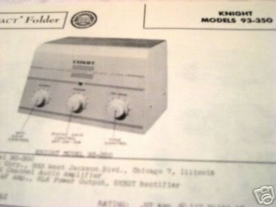 KNIGHT KIT 93-350 TUBE AMP PREAMP 2 CH SCHEMATIC MANUAL