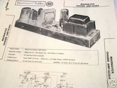 MAGNAVOX TUBE AMP PREAMP MIXER 163AA SCHEMATIC MANUAL