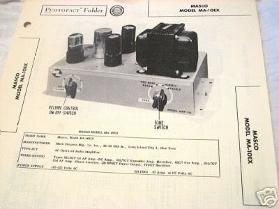 MASCO TUBE AMP PREAMP MIXER MA-10EX SCHEMATIC MANUAL