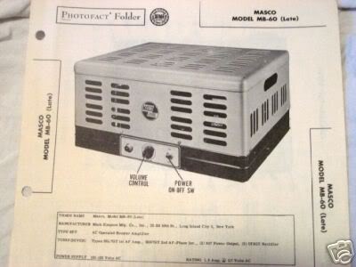 MASCO TUBE AMP PREAMP 12AX7 MIXER MB60 SCHEMATIC MANUAL