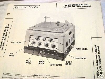 MASCO 4CH TUBE AMP PREAMP PHONO MC-25 SCHEMATIC MANUAL