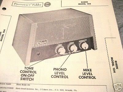 RHEIN 104 TUBE AMP PREAMP 12AX7 MIXER SCHEMATIC MANUAL