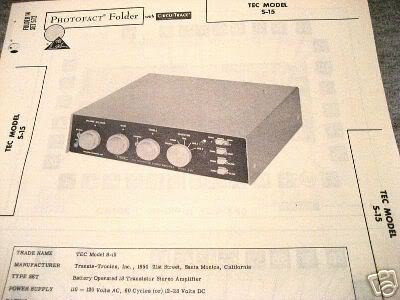 TEC S-15 TUBE AMP PREAMP 12AX7 MIXER TEST SCHEMATIC MANUAL