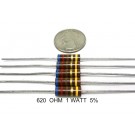 620 OHM 1 WATT QTY-2 ALLEN BRADLEY TUBE AMP CARBON RESISTORS